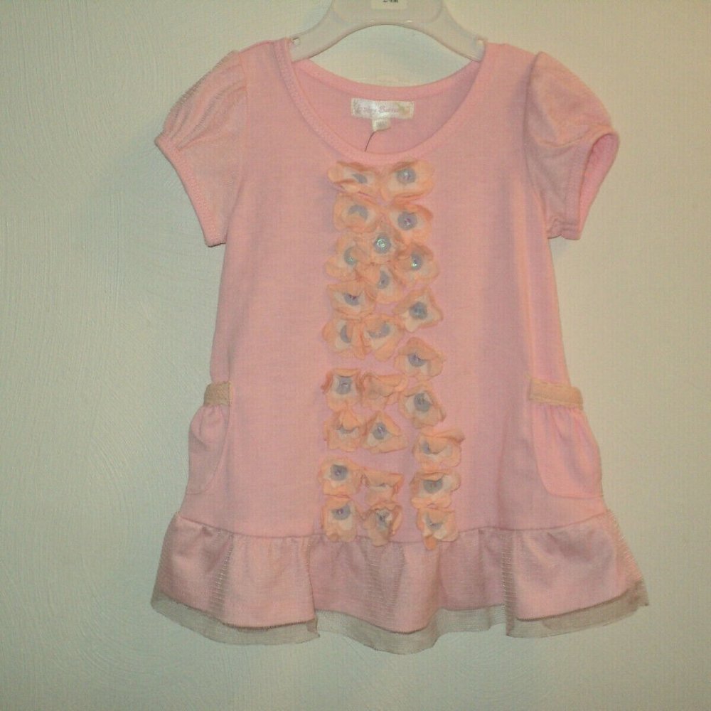 New Gymboree Baby Sara Dress 24 Mo Peach-Pink Short Sleeves